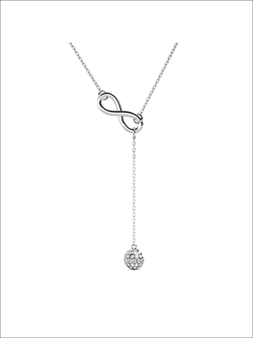 18k White Gold Plated Y-Necklace with Crystals Pendant